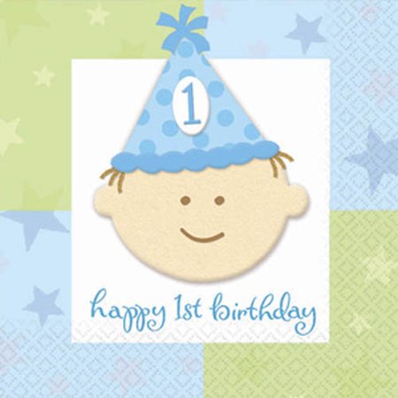 Happy 1st Birthday Boy Small Napkins (16Ct)
