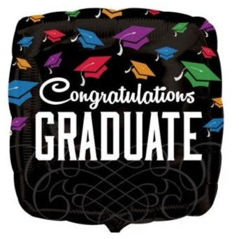 18'' Square Foil Congratulations Graduate Black