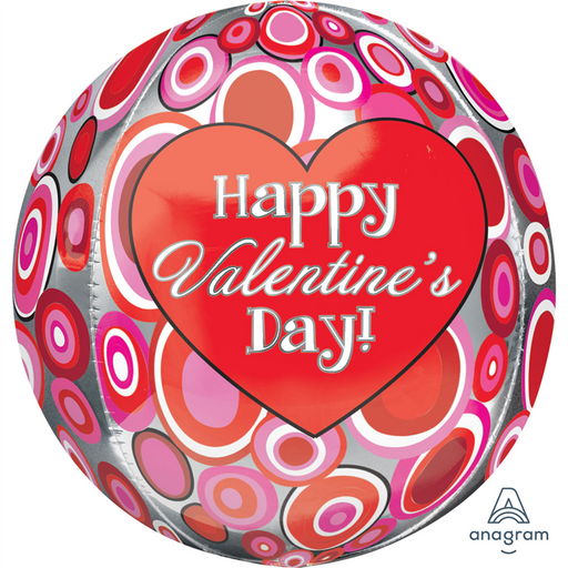 15'' Happy Valentines Day Circles Orbz Foil Balloon