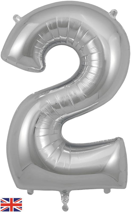 34'' Silver Number 2 Foil Balloon