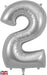 34'' Silver Number 2 Foil Balloon
