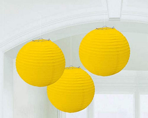Round Yellow Paper Lanterns 24Cm 3pk