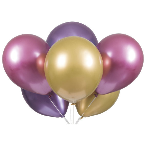 Pink, Purple & Gold Platinum 11'' Latex Balloons, 6pk - Assorted