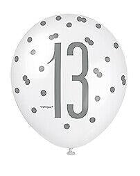 Blue Glitz 13Th Birthday Latex Balloons 6pk