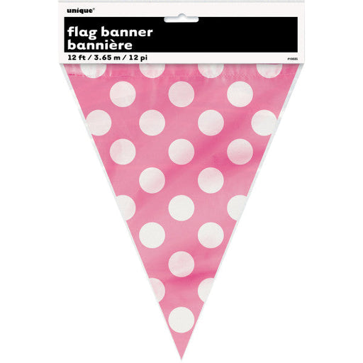 Hot Pink Dots Flag Banner 12Ft