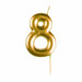 #8 Metallic Gold Finish Numerical Candles 6 cm