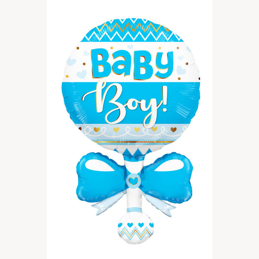 36'' Baby Boy Rattle Shape Foil Balloon