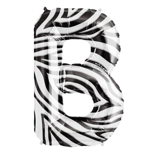 34'' Super Shape Foil Letter B - Zebra