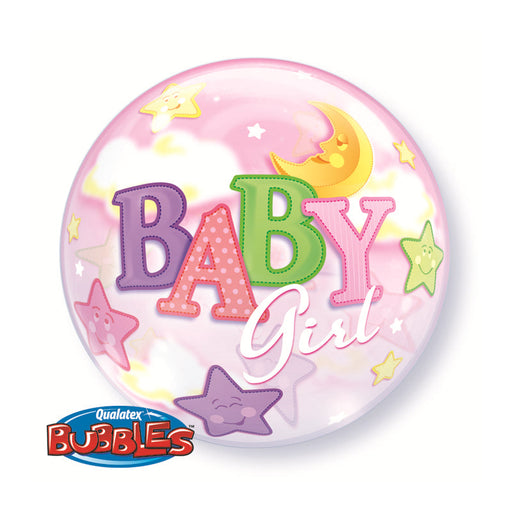 22'' Single Bubble Baby Girl Moon & Stars