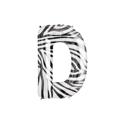 34'' Super Shape Foil Letter D - Zebra