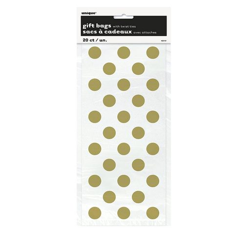 Gold Polka Dot Cellophane Bags 20pk