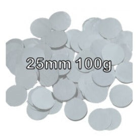 Metallic Silver Round Confetti 25Mm X 100G