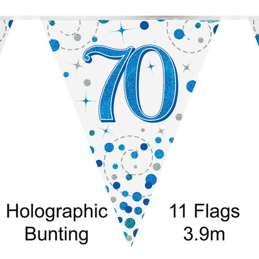 70th Birthday Bunting Blue Fizz - 11 Flags 3.9M