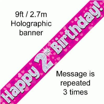 Foil Banner 2nd Birthday Pink