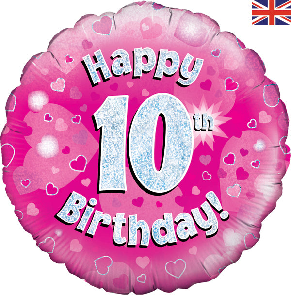 18'' Foil Happy 10th Birthday Pink