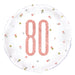 Birthday Rose Gold Glitz Number 80 Round Foil Balloon 18''