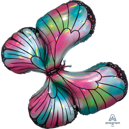30'' Butterfly Teal & Pink Iridescent Shape Balloon