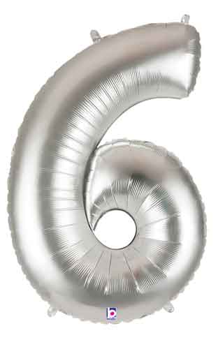 40'' Jumbo Silver Number 6 Foil Balloon 