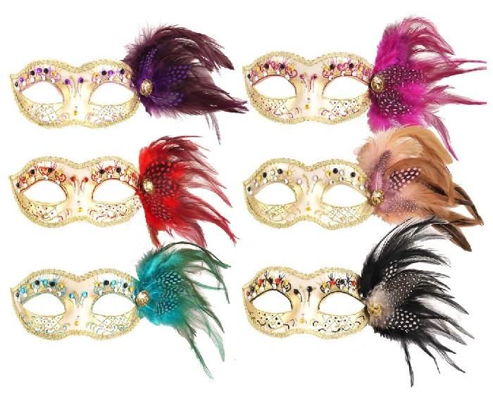 Jewelled Eye Mask With Feather
