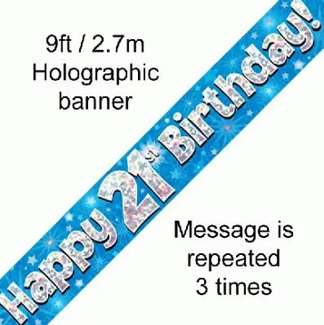 Foil Banner 21st Birthday Blue