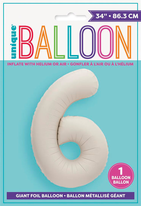 34" Nude Number 6 Foil Balloon