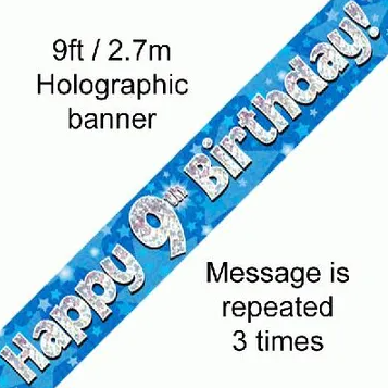 Foil Banner 9th Birthday Blue