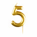 #5 Metallic Gold Finish Numerical Candles 6 cm