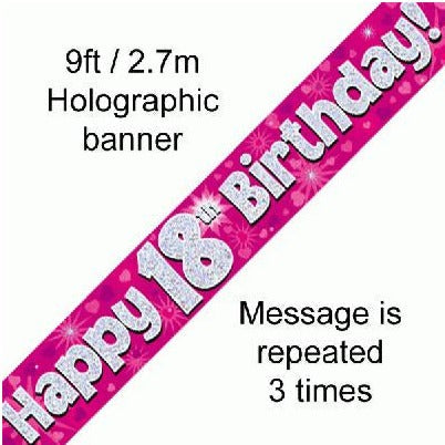 Foil Banner 18th Birthday Pink