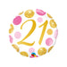 18'' Pink & Gold Dots 21 Birthday Foil