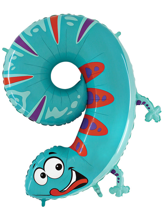 40'' 9th Birthday Gecko Foil Balloon