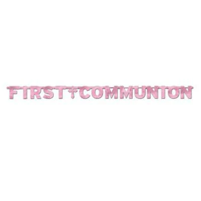 Pink First Communion Letter Banner 8ft