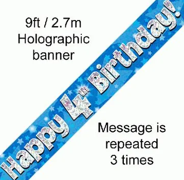 Foil Banner 4th Birthday Blue