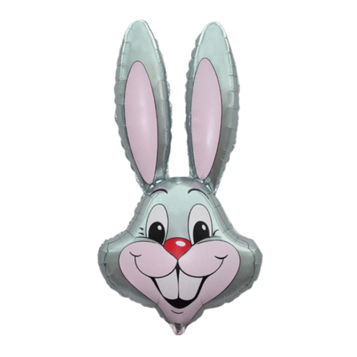 35 Inch Grey Rabbit Head Foil Balloon (Flat)