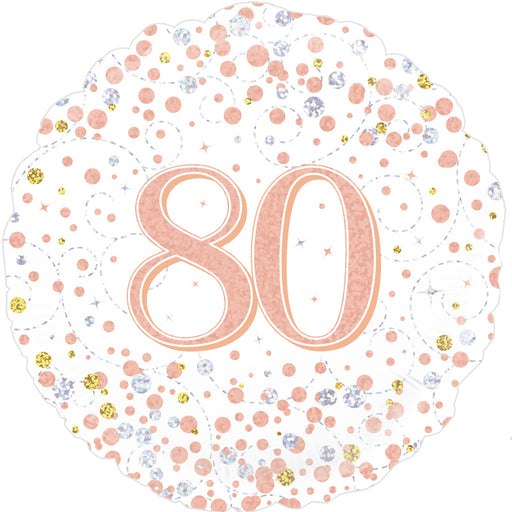 18'' Sparkling Fizz 80th Birthday White & Rose Gold