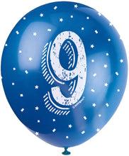 12'' Pearlised Latex Assorted Number 9 Birthday Balloons