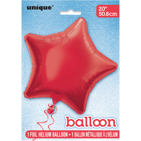 Ruby red Solid Star Foil Balloon 20"