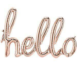 Hello' Balloon - Rose Gold 'Hello' Script Balloon Banner, Baby Shower