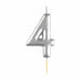 #4 Metallic Silver Finish Numerical Candles 6 cm