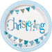 Blue Bunting Christening 9 Inch Plates (Pack of 8)