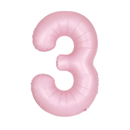Matte Lovely Pink Number 3 Shaped Foil Balloon 34''