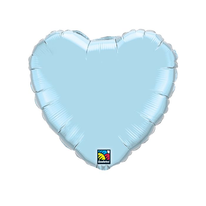 18'' HEART PEARL LT BLUE PLAIN FOIL 