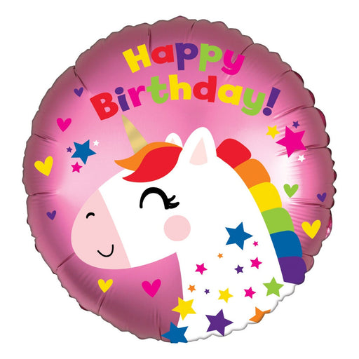 Satin Happy Birthday Unicorn  Foil 18''