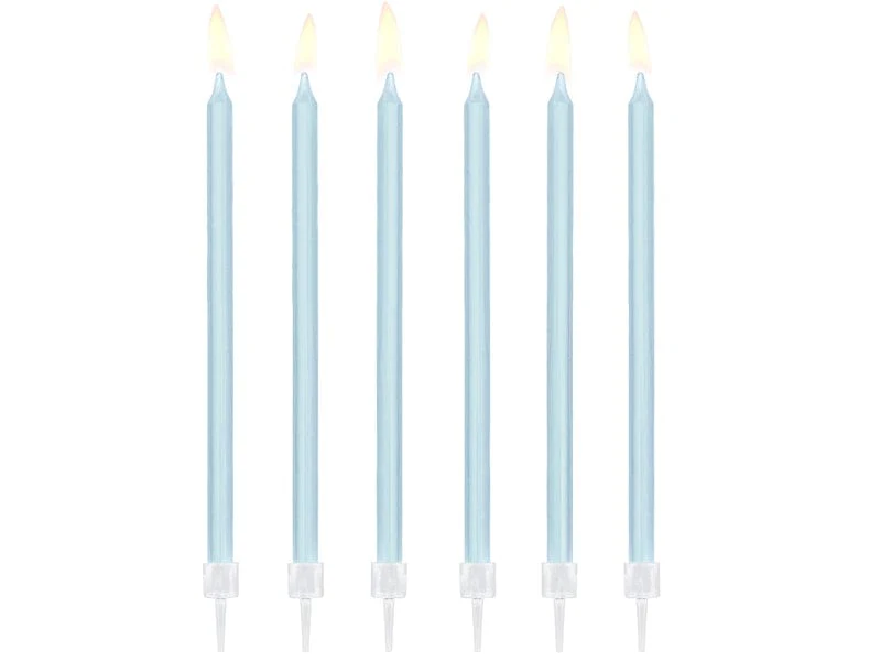 LIGHT BLUE TALL BIRTHDAY CANDLES X 12