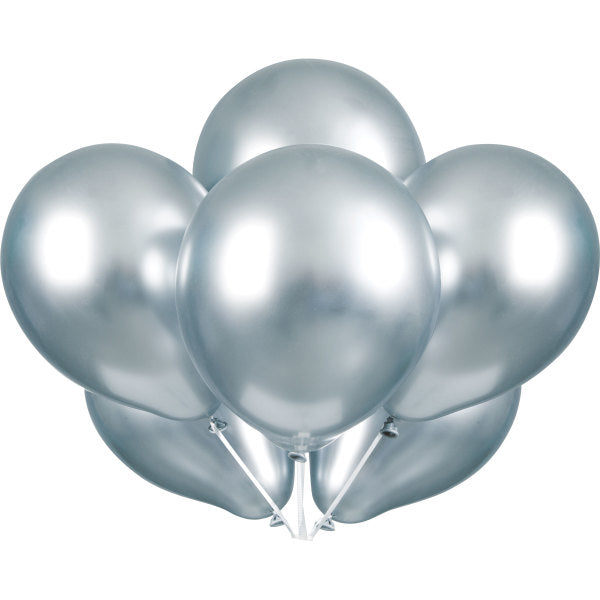 Silver Platinum 11'' Latex Balloons, 6Ct