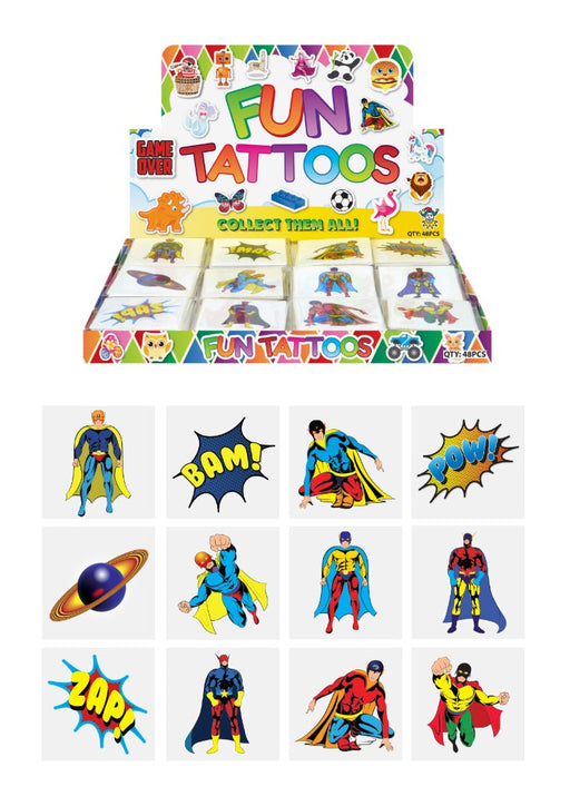 96Pc Superhero Tattoos Sheets