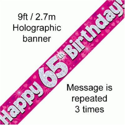 Foil Banner 65th Birthday Pink