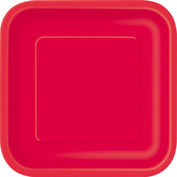 Red Square Paper Party Side Plates 16pk