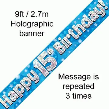 Foil Banner 15th Birthday Blue