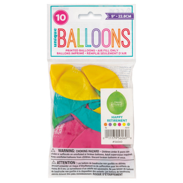 Happy Retirement 9" Latex Balloons (10pk)