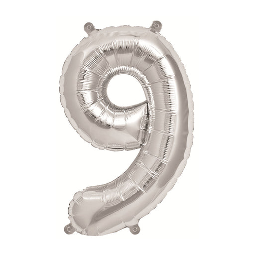 16'' Foil Number 9 - Silver Packaged Air Fill